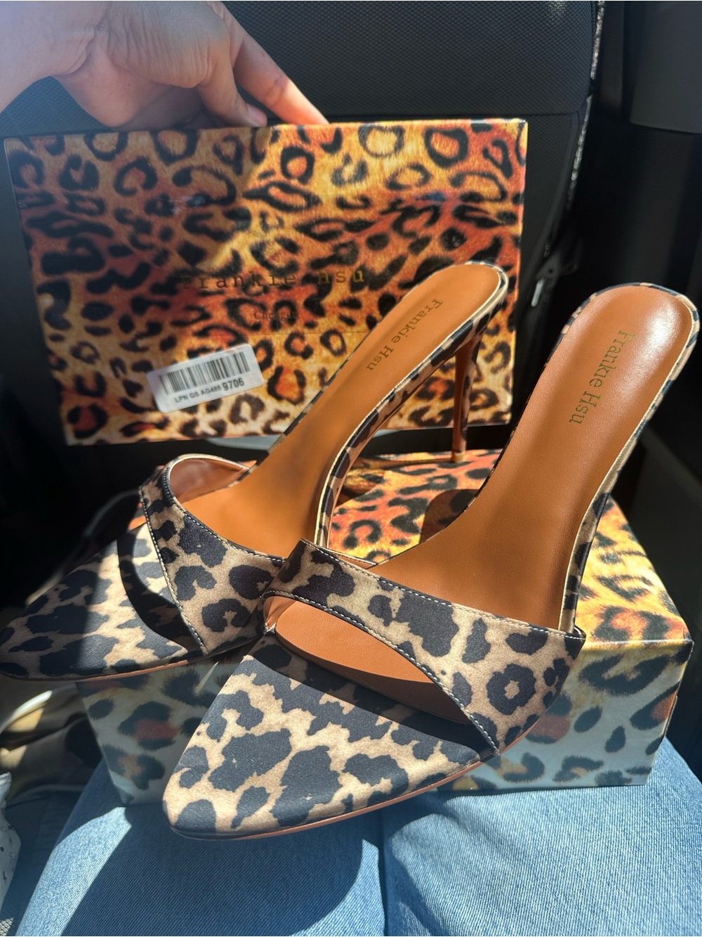 Frankie Hsu Leopard Print Open-Toe Stiletto Heels - Picture 8 of 13